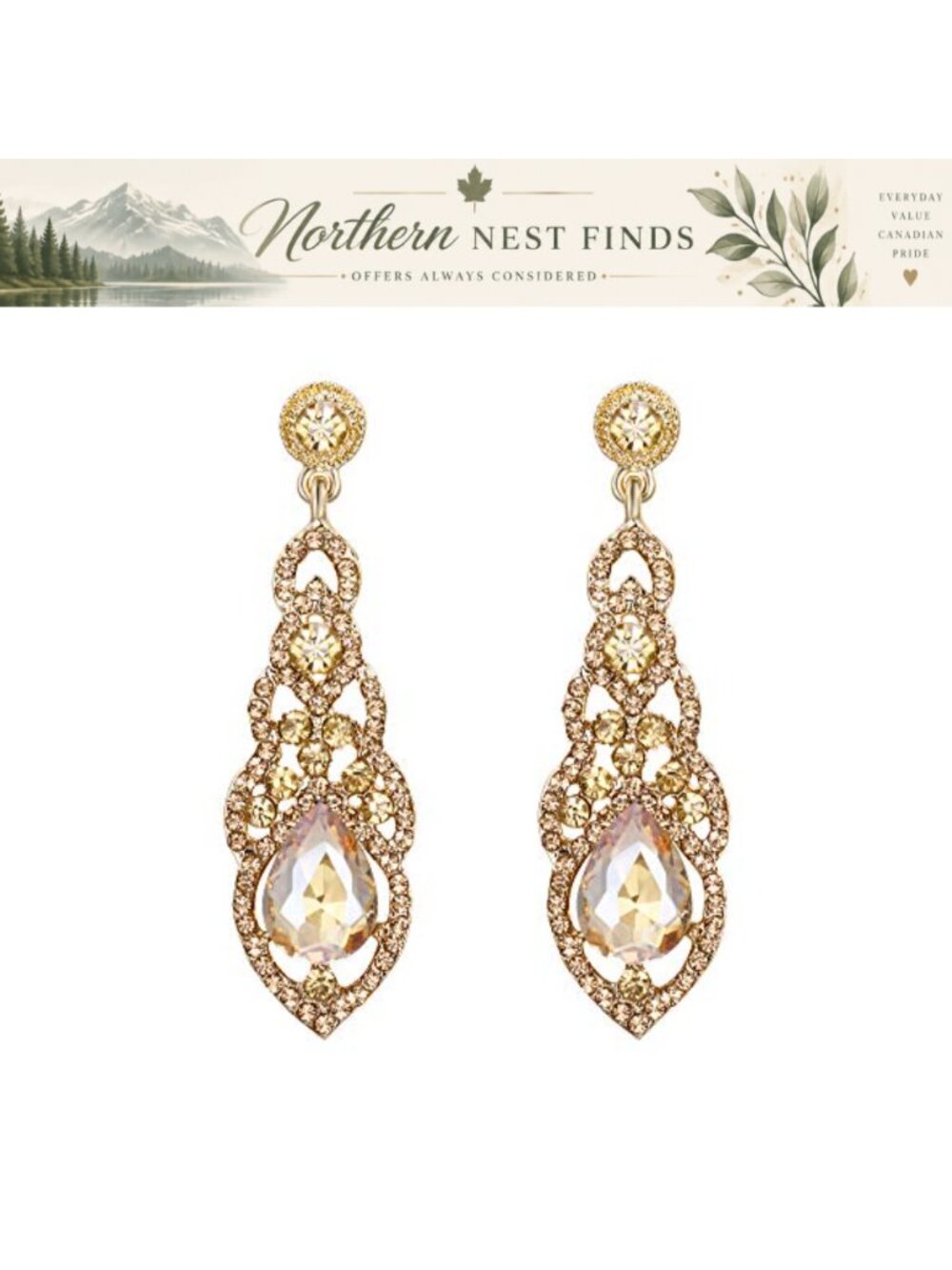BriLove Rhinestone Crystal Teardrop Dangle Chandelier Earrings